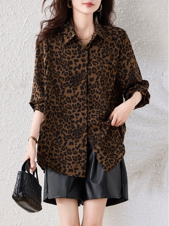 Vintage Fashion Outlet - American Style Loose Long Sleeve Leopard