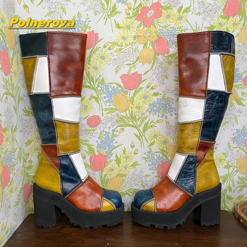Women Retro Patchwork Leather  - Vintage Fashion Style review and price