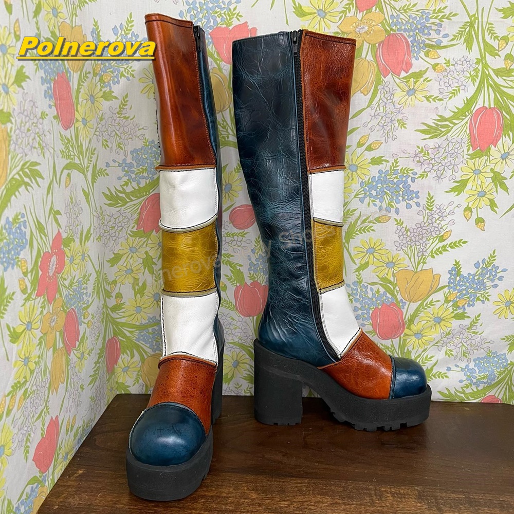 Women Retro Patchwork Leather  - Vintage Fashion Style review and price