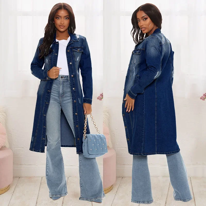 Cotton Denim Coat Women Spring - Patchwork Jean Jacket review and price