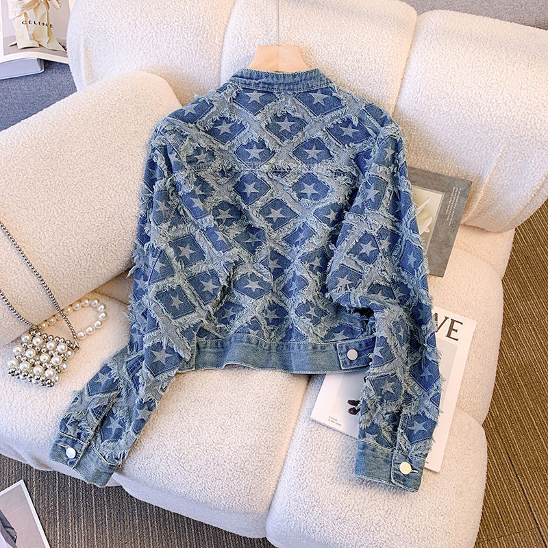 Coat Women Denim Coats Round N - Patchwork Jean Jacket review and price