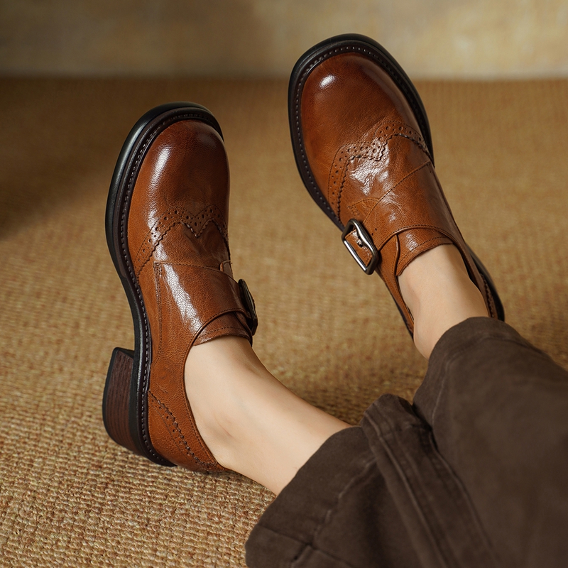 2027 New Buckle Brogue Shoes f - Vintage Fashion Style review and price