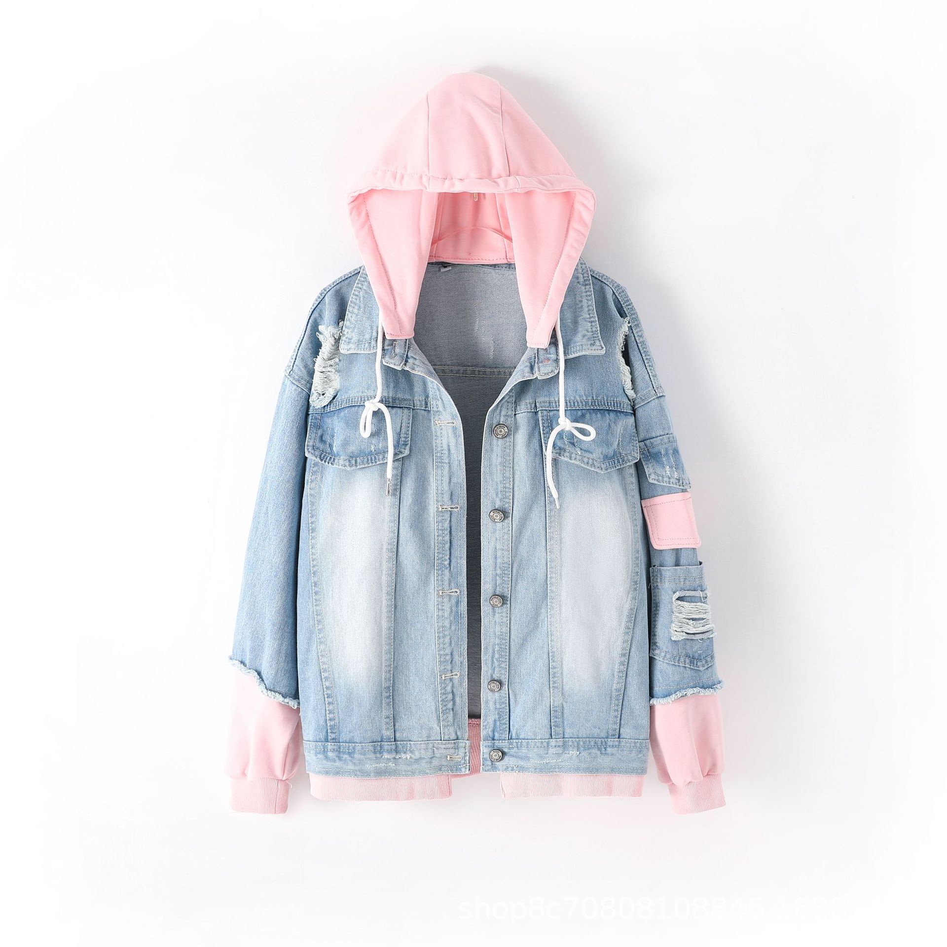 European Style Loose Hooded Pa - Patchwork Jean Jacket review and price