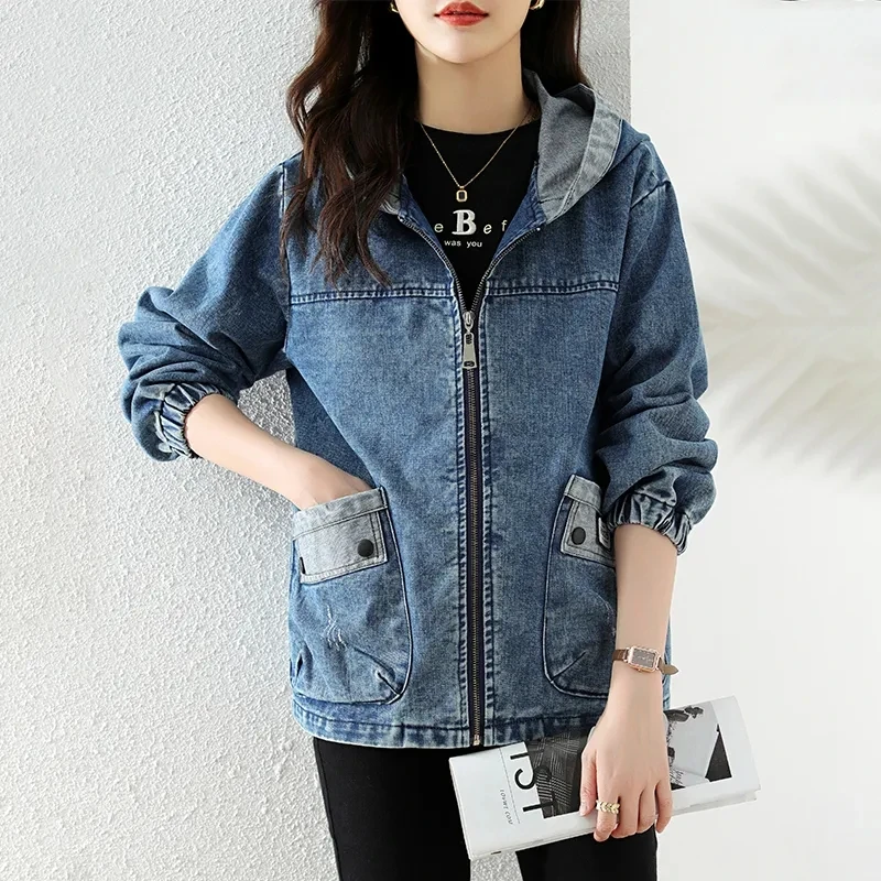 New Splicing Zipper Female Cow - Patchwork Jean Jacket review and price
