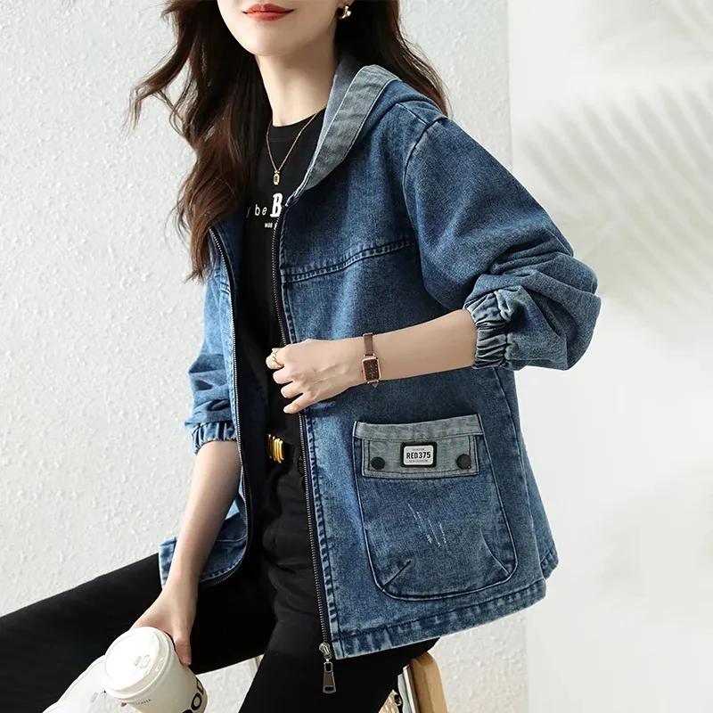New Splicing Zipper Female Cow - Patchwork Jean Jacket review and price