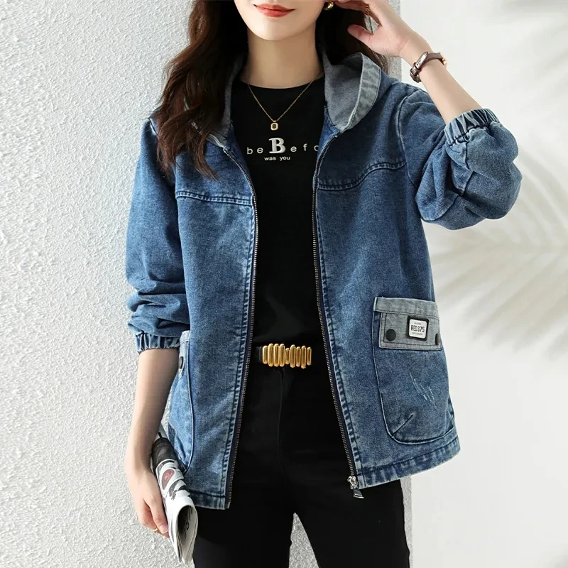 New Splicing Zipper Female Cow - Patchwork Jean Jacket review and price