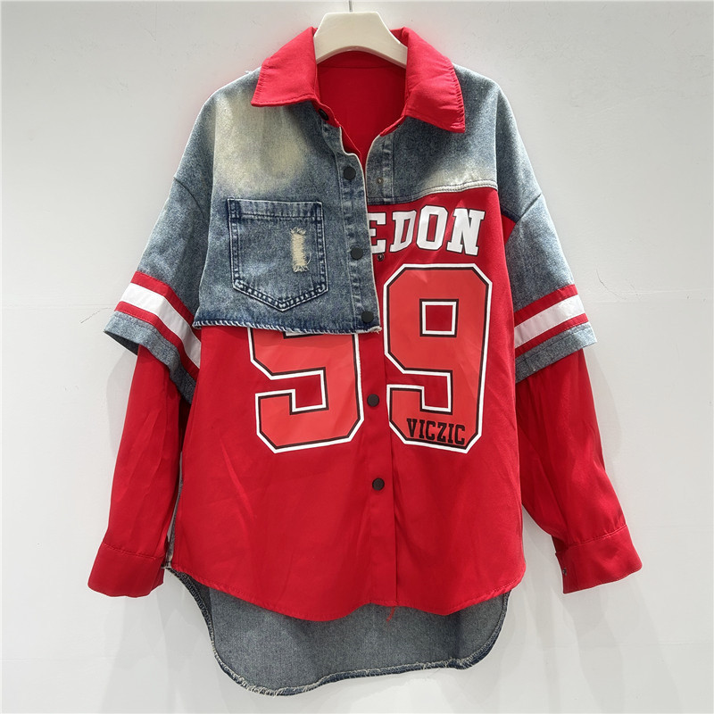 Retro Woman Denim Patchwork Sh - Patchwork Jean Jacket review and price