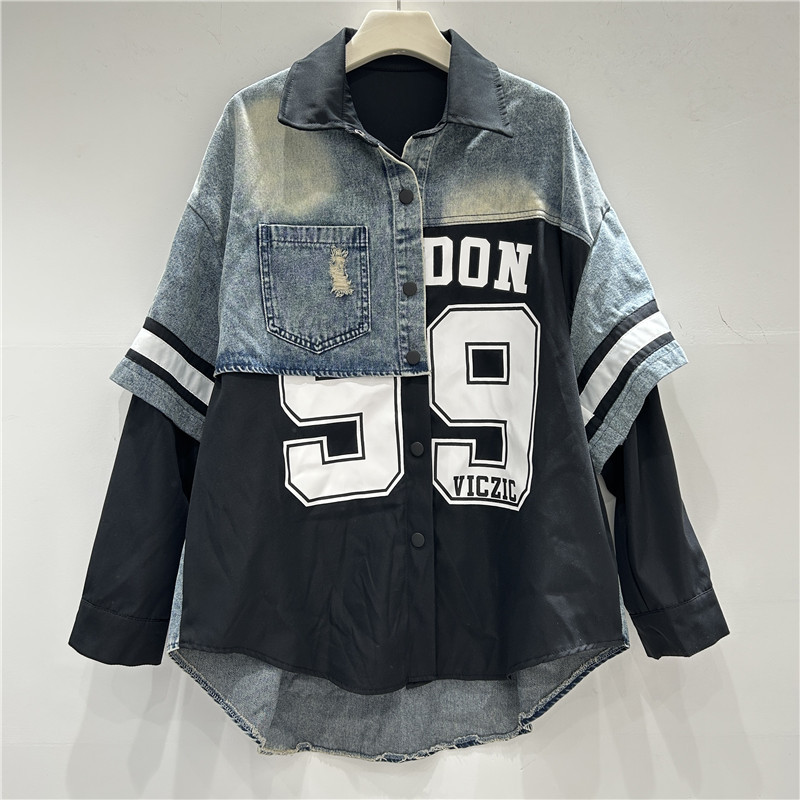 Retro Woman Denim Patchwork Sh - Patchwork Jean Jacket review and price