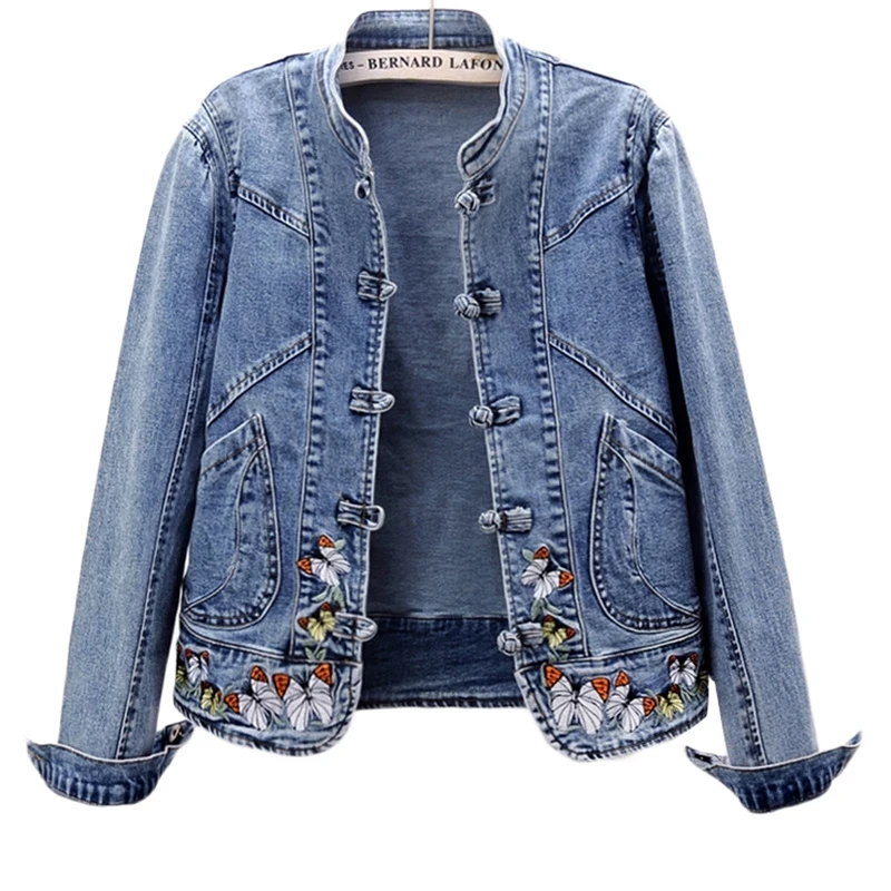 Women 2026 Spring Embroidered  - Patchwork Jean Jacket review and price