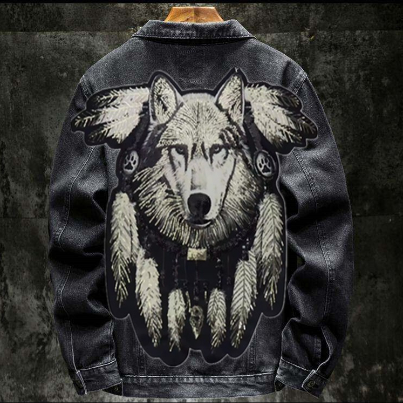 America Vintage Heavy Wolf Emb - Patchwork Jean Jacket review and price